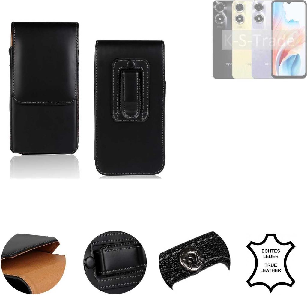 K-S-Trade Holster Gürteltasche Handy Hülle Schutzhülle kompatibel mit Oppo A2x Handyhülle Leder schwarz, 1x