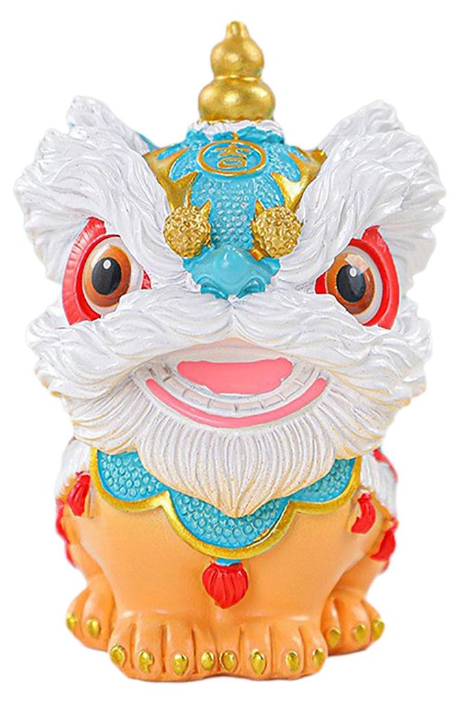 Chinesische Löwenfigur, Cartoon-Wächterlöwe, Harzstatue, Heim- und Bürodekoration, Feng Shui-Ornament, Weihnachtsgeschenk, Einweihungsgeschenk