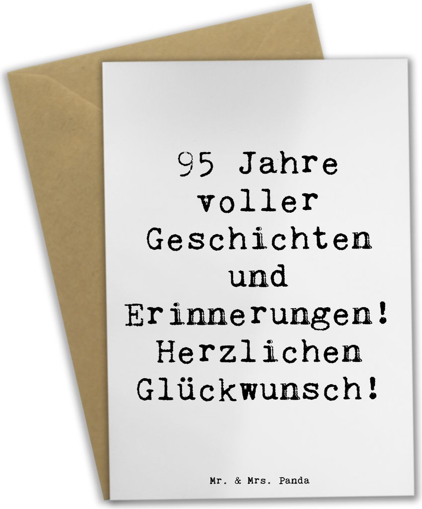 Mr. & Mrs. Panda Grußkarte Spruch 95. Geburtstag - Weiß - Geschenk, einladungskarten, Alter, Geburtstagskind, Happy Birthday, 95 Jahre, Liebe und...