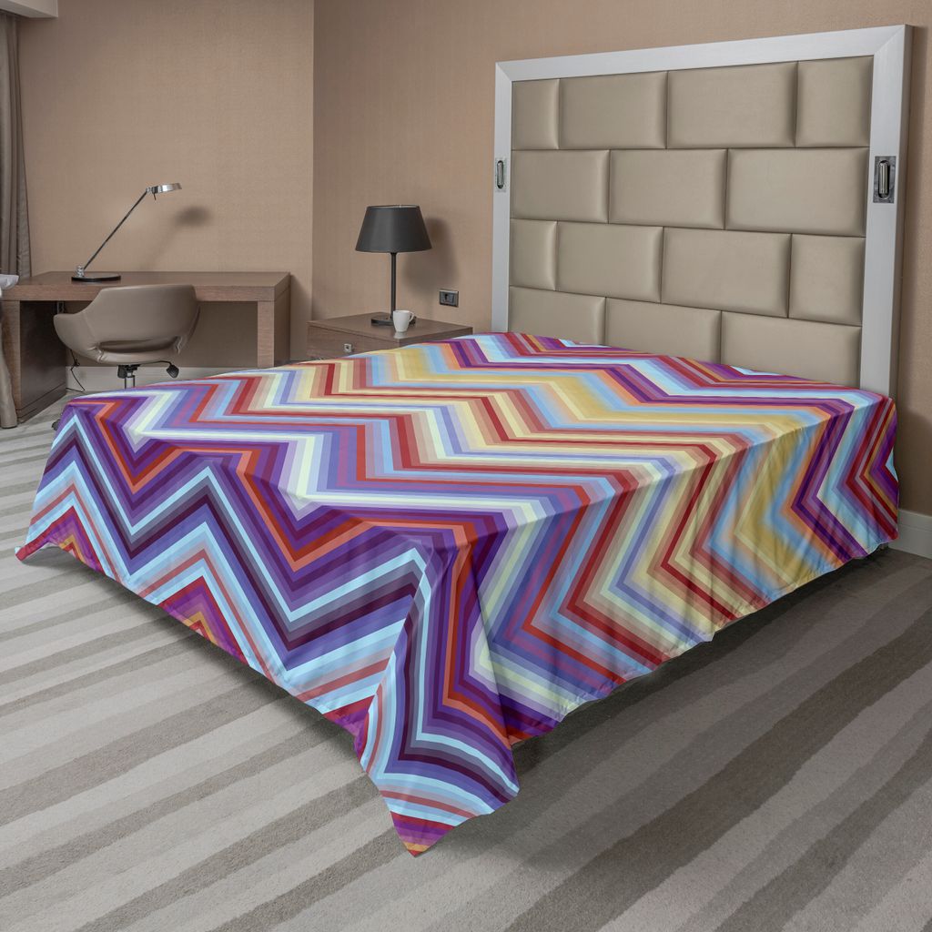 ABAKUHAUS Winkel Bettlaken, Zick Zack Von Kleinen Streiks Horizontale Streifen Im Modernen Design, weiches bequemes oberes Bettlaken für ein dekor...
