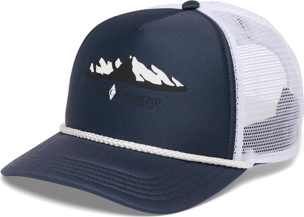 Flat Bill Trucker Hat, 9261 Charcoal-White Mountainscape, One Size, Black Diamond