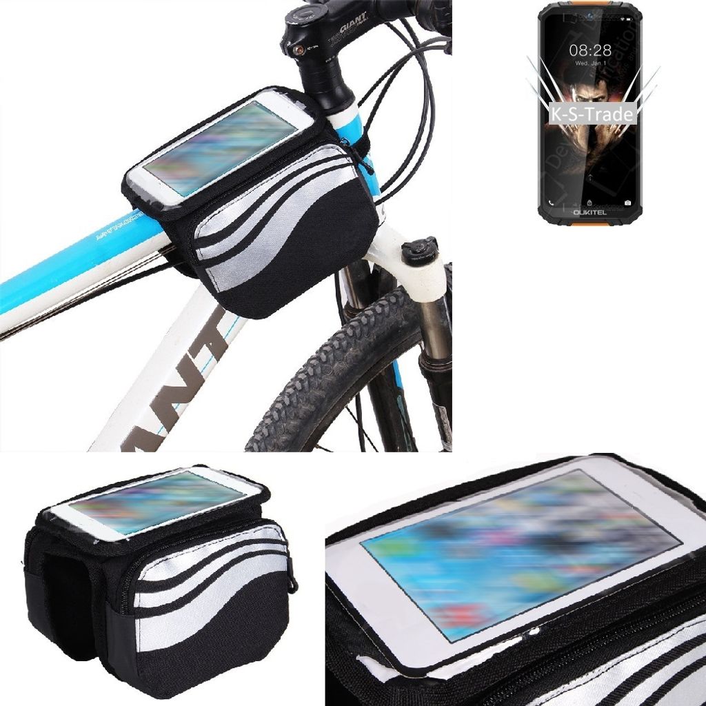 K-S-Trade Rahmentasche Fahrrad-Halterung kompatibel mit Oukitel WP6 Rahmenhalterung Fahrrad Handyhalterung Fahrradtasche Handy Smartphone Halterung