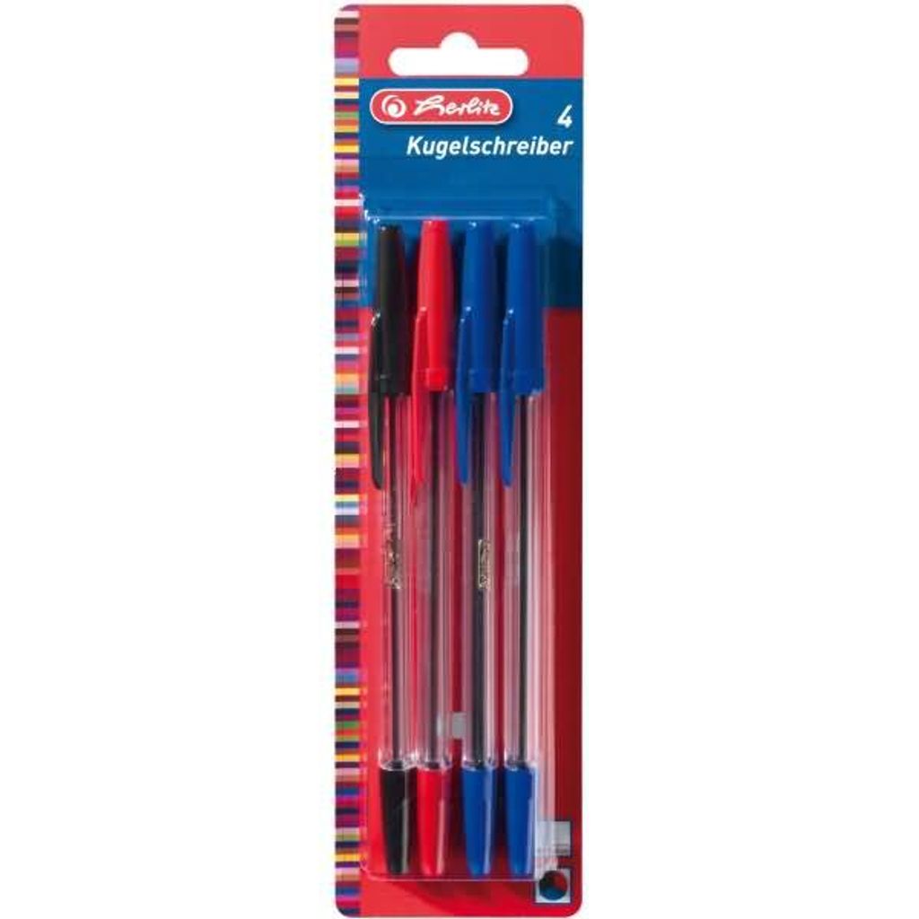 herlitz Kugelschreiber - 1 mm - 3 Farben - 4 Stück