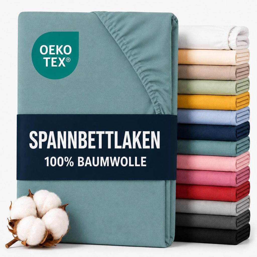 Komfortec Jersey Spannbettlaken 90x200 cm, 100% Baumwolle, Produktbild  KI-generiertes Bild