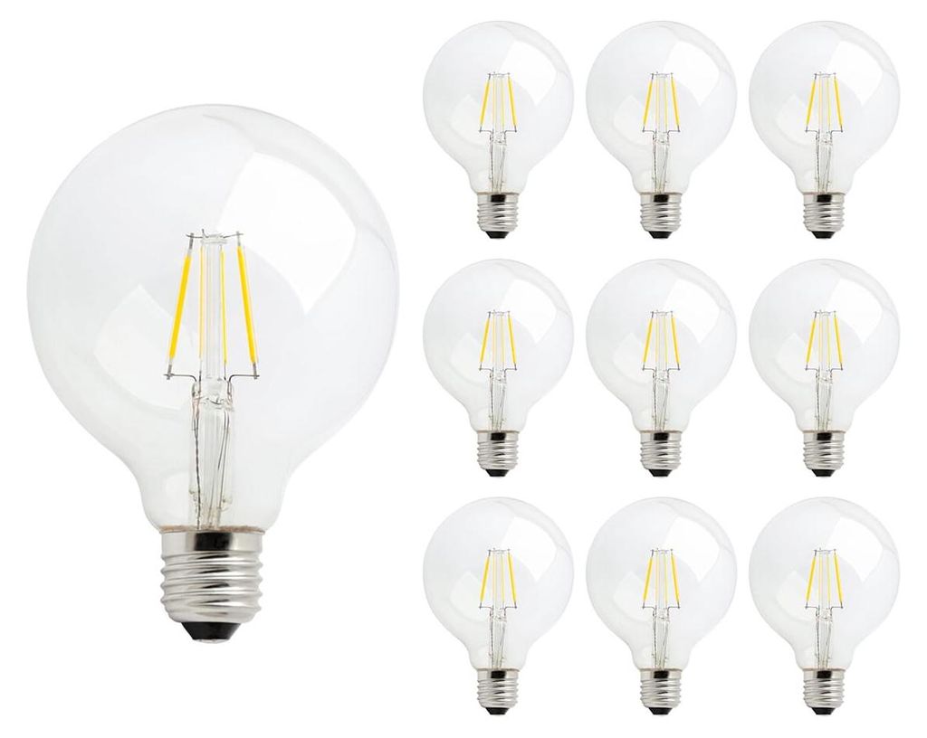 Spectrum LED-Lampe E27 - 4 W - 230 V - 450 Lumen - 2700 K Warmweiß - Ø 95 mm - Für Decken-, Tisch- oder Stehlampen - 10 Stück