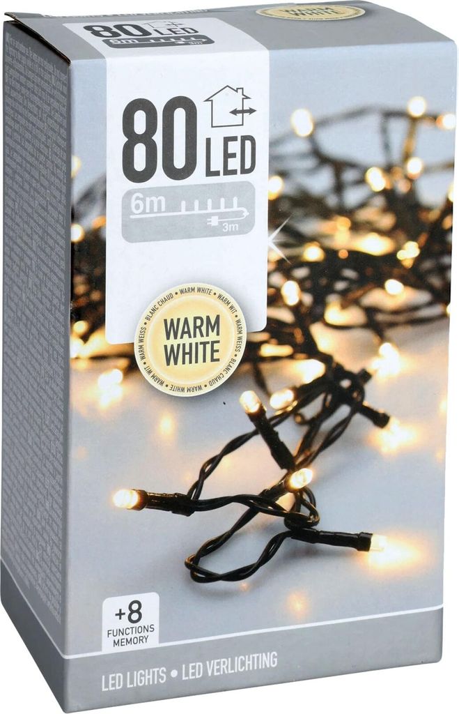 A product box for LED lights with a sample of the lights shown.