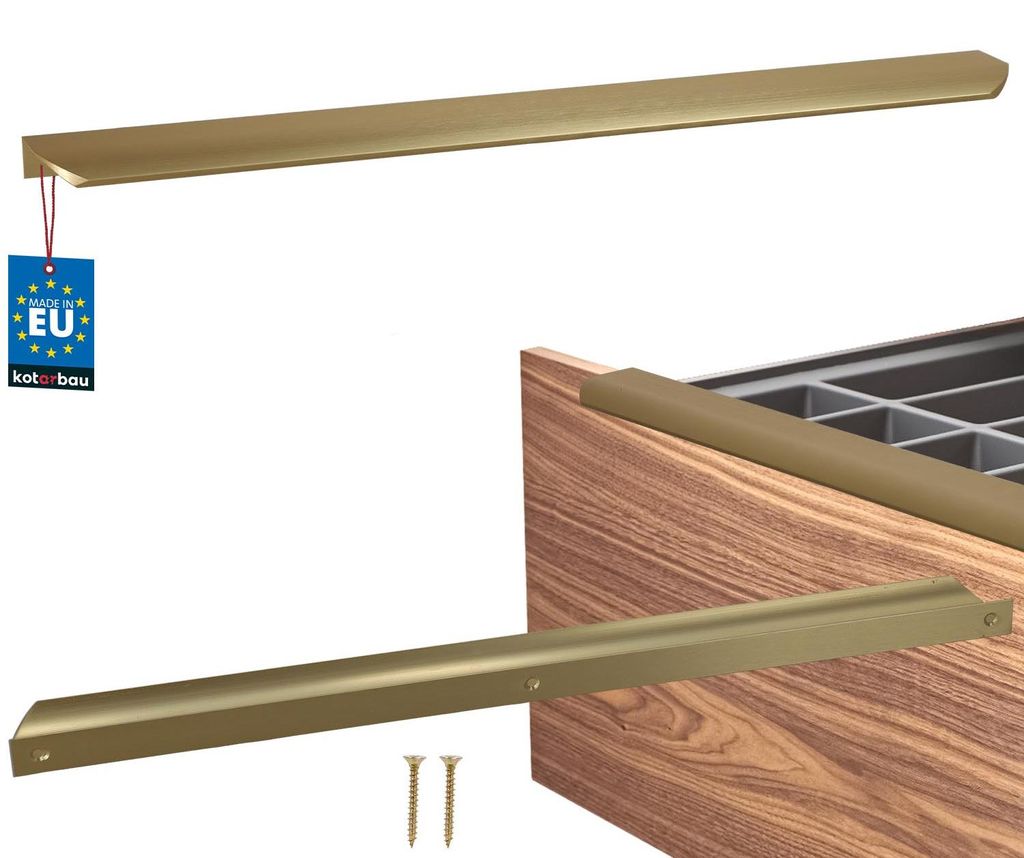 KOTARBAU Möbelgriff Schrankgriffe 436 mm Gold Matt ZnAl Hinterschraubgriffe Kantengriff Schubladengriffe Küche Modern
