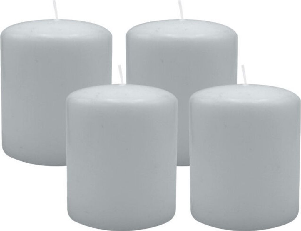 4er Set Adventskranzkerzen Silbergrau Ø 100 x 120 mm