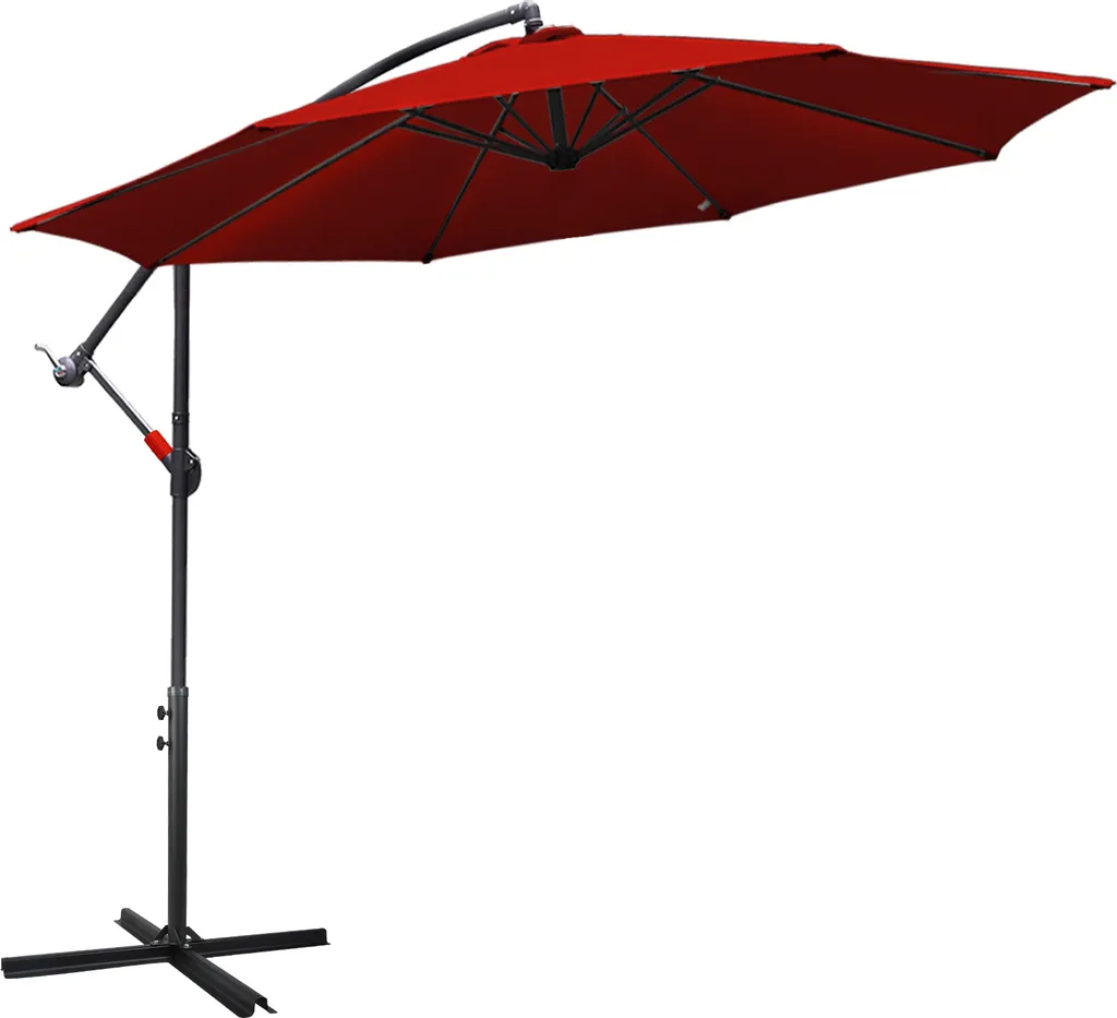 Ombrellone 3m Girevole 360° Rosso: Ombrellone da Giardino Braccio