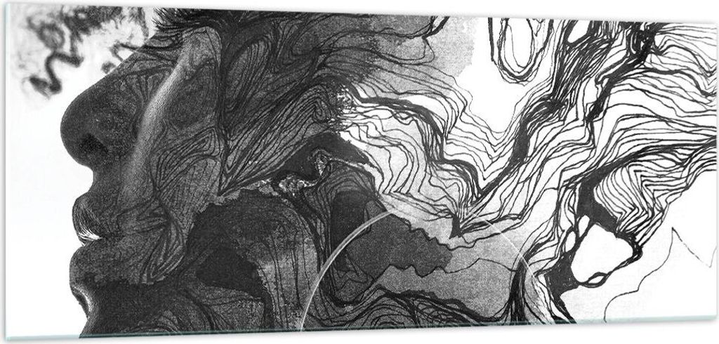 Bilder auf glas - Einteilig - Frau Linie Kunst. - 100x40cm - Glasbilder - Wandbilder - Bilder - zum Aufhängen bereit - Wanddekoration aus Glas - G...