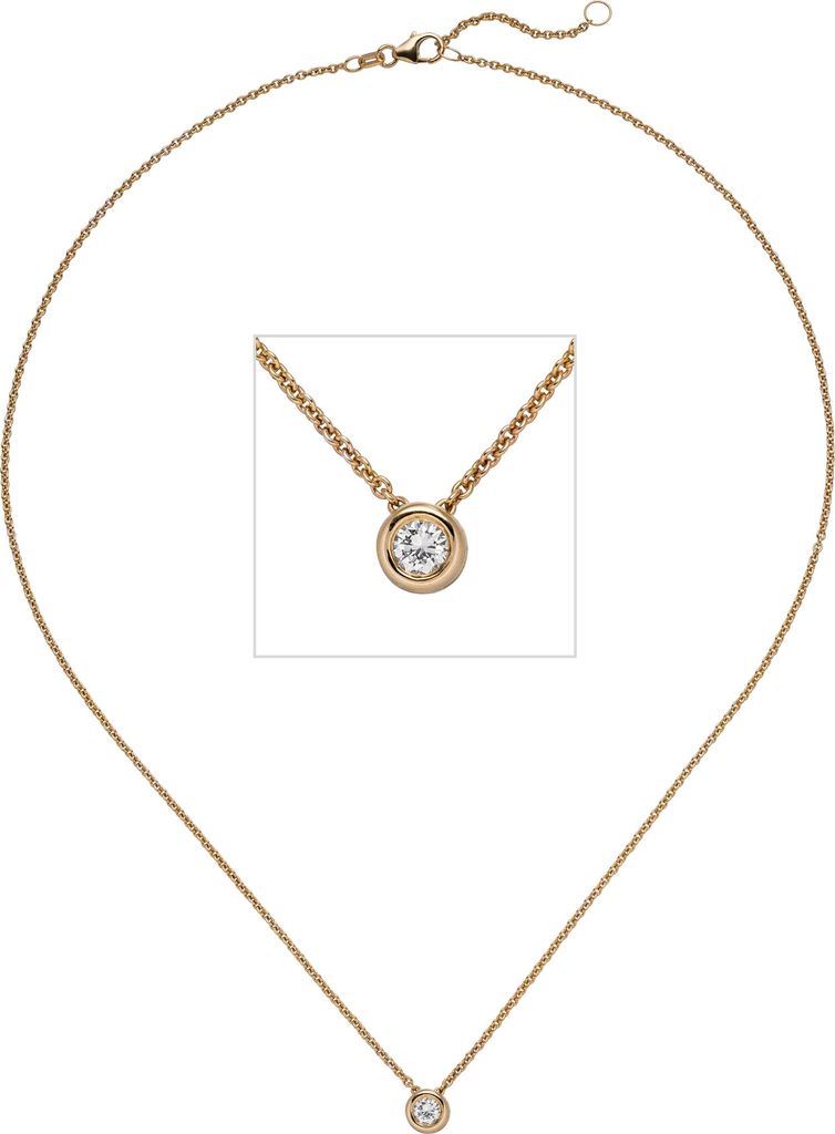 JOBO Collier Kette mit Anhänger 585 Gold Rotgold 1 Diamant Produktbild 