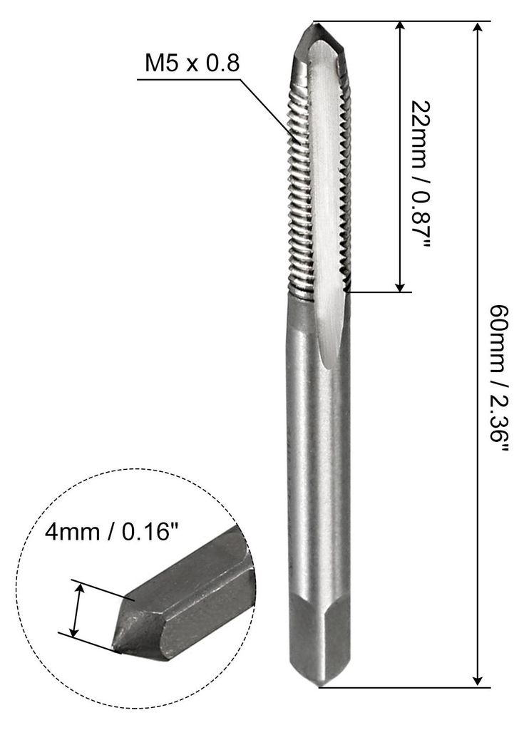 4 Stš¹ck Metrisches Gewindebohrer M5 x 0,8, HSS Gewindeschneider, Gewindeschneidwerkzeug fš¹r Gusseisen, Kupfer, Legierung, Kunststoff