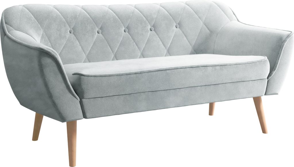 MIRJAN24 Sofa Skand 2, Polstersofa mit Wellenfeder, Holzfüße, Wohnzimmer Kollektion (Farbe: Paros 05)