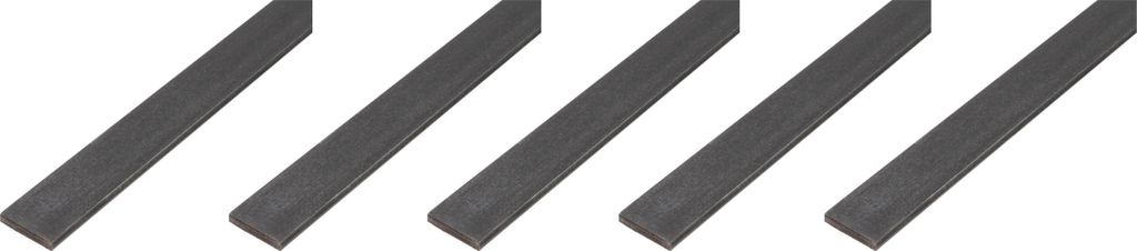 Alberts 5 x Flachstange, Stahl roh, 20 x 4 mm, Länge 2 m