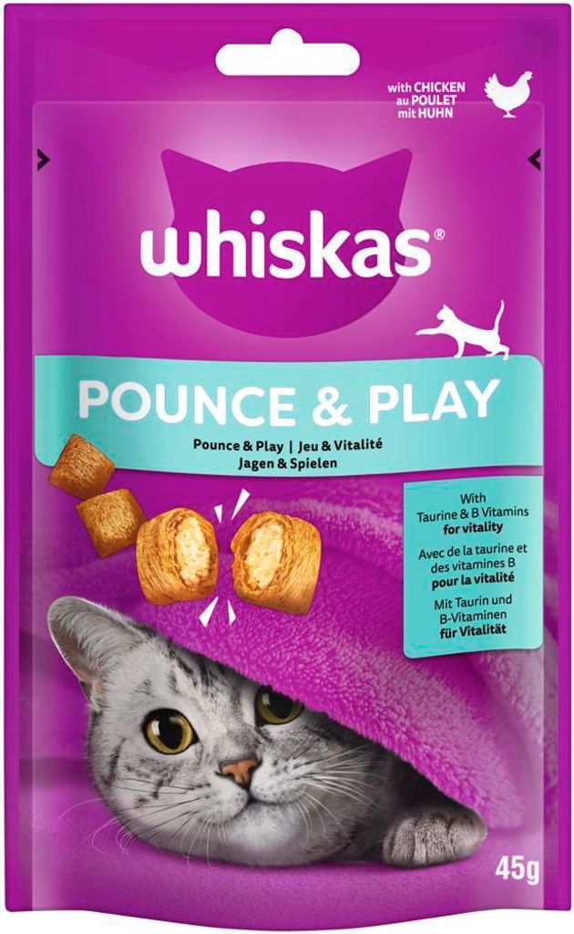 WHISKAS Portionsbeutel Pounce & Play mit Huhn 45g