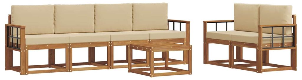 vidaXL Outdoor-Sofagarnitur mit Kissen 7 pcs Natur und Beige