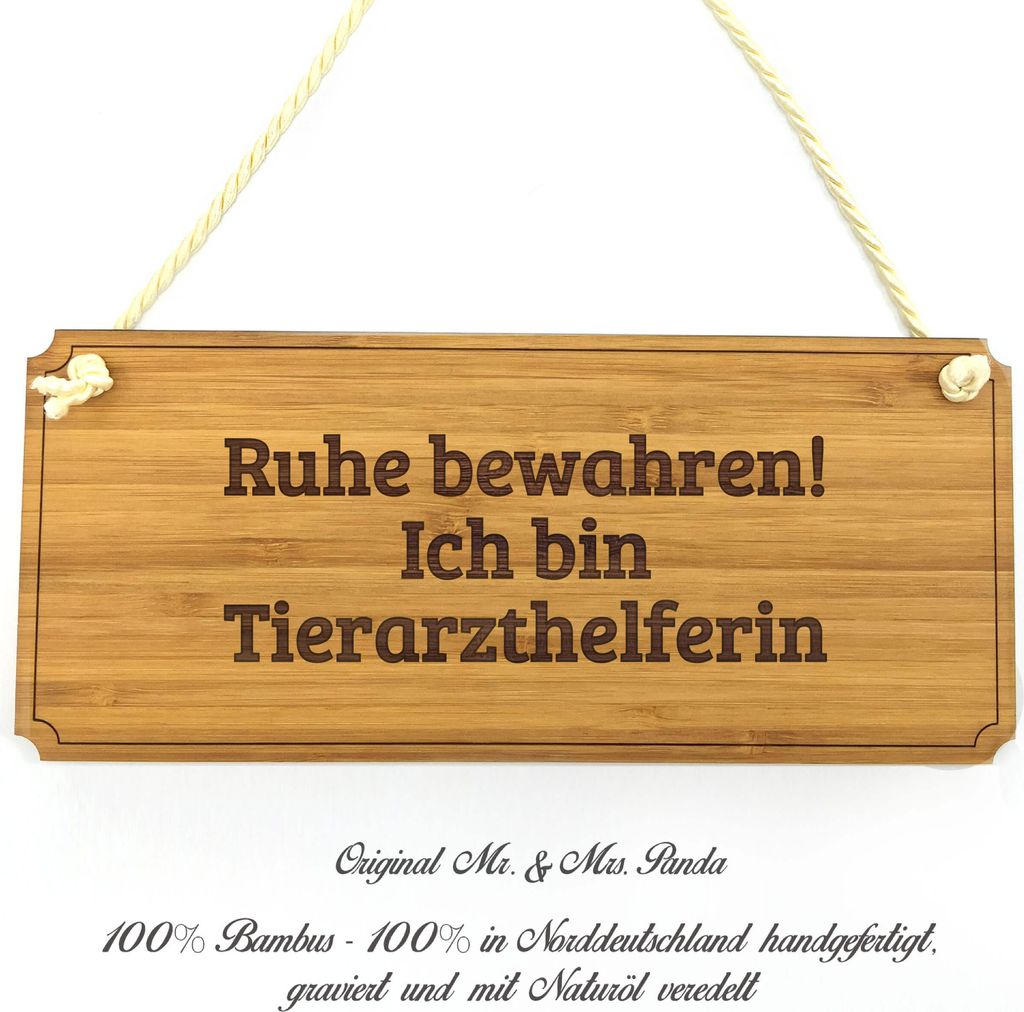 Mr. & Mrs. Panda Schild Tierarzthelferin - Geschenk, Shabby, Werbeschild, Schenken, Geschenkidee, Diplom, Firmenschild, Praxisschild, Holzschild, G...