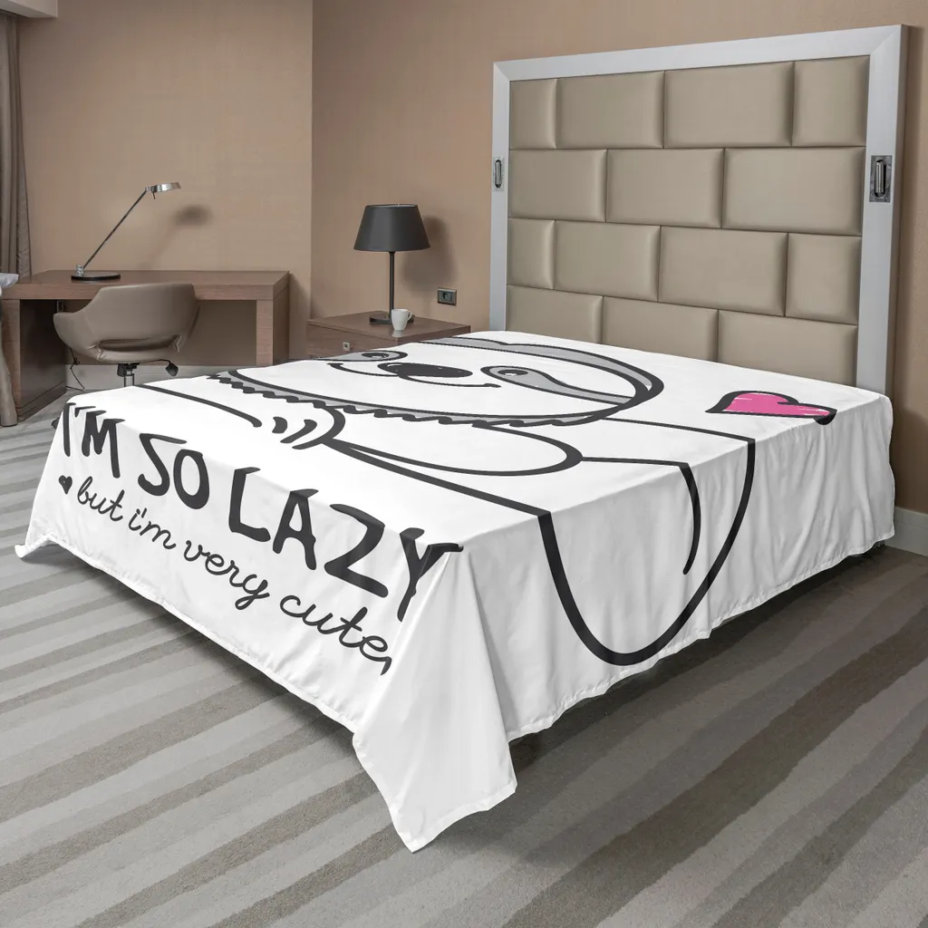 Lenzuolo Decorativo ABAKUHAUS Bradipo Doodle Rosa Grigio 260x228cm