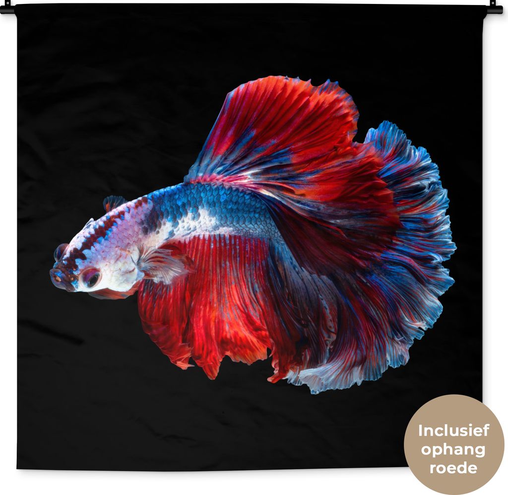 MuchoWow Wandteppich Wandbehang Fisch - Schwanz - Schwarz 150x150 cm Tapisserie Dekoration Wandtuch - Wohnaccessoires - Modernes