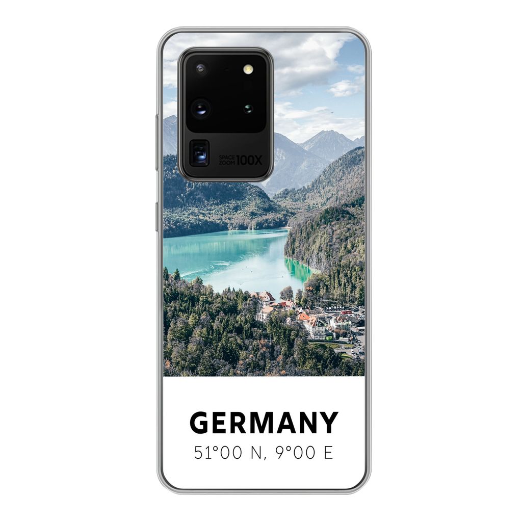 MuchoWow Handyhülle Schutzhülle Hülle für Samsung Galaxy S20 Ultra Deutschland - Bergen - Meer Silikon Softcase Handy Hülle - Karteninhaber