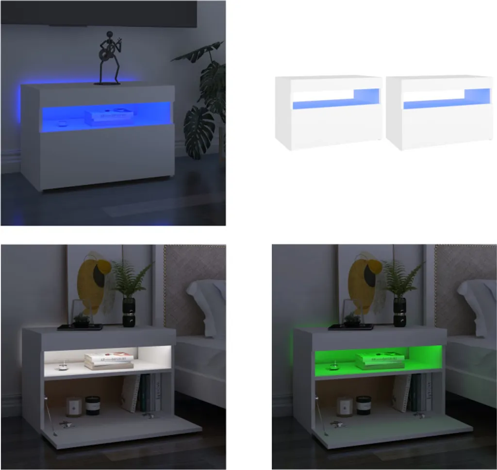 vidaXL Mobile Porta TV Gaming con LED RGB - Set 2 Pezzi Bianco