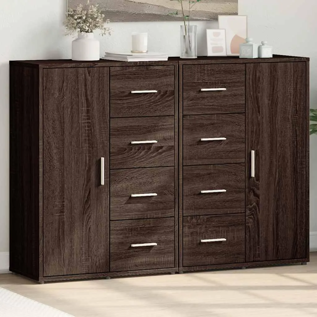 Petit Buffet Chêne Marron 2 pcs Bois Composite Robuste 60x31x84 cm