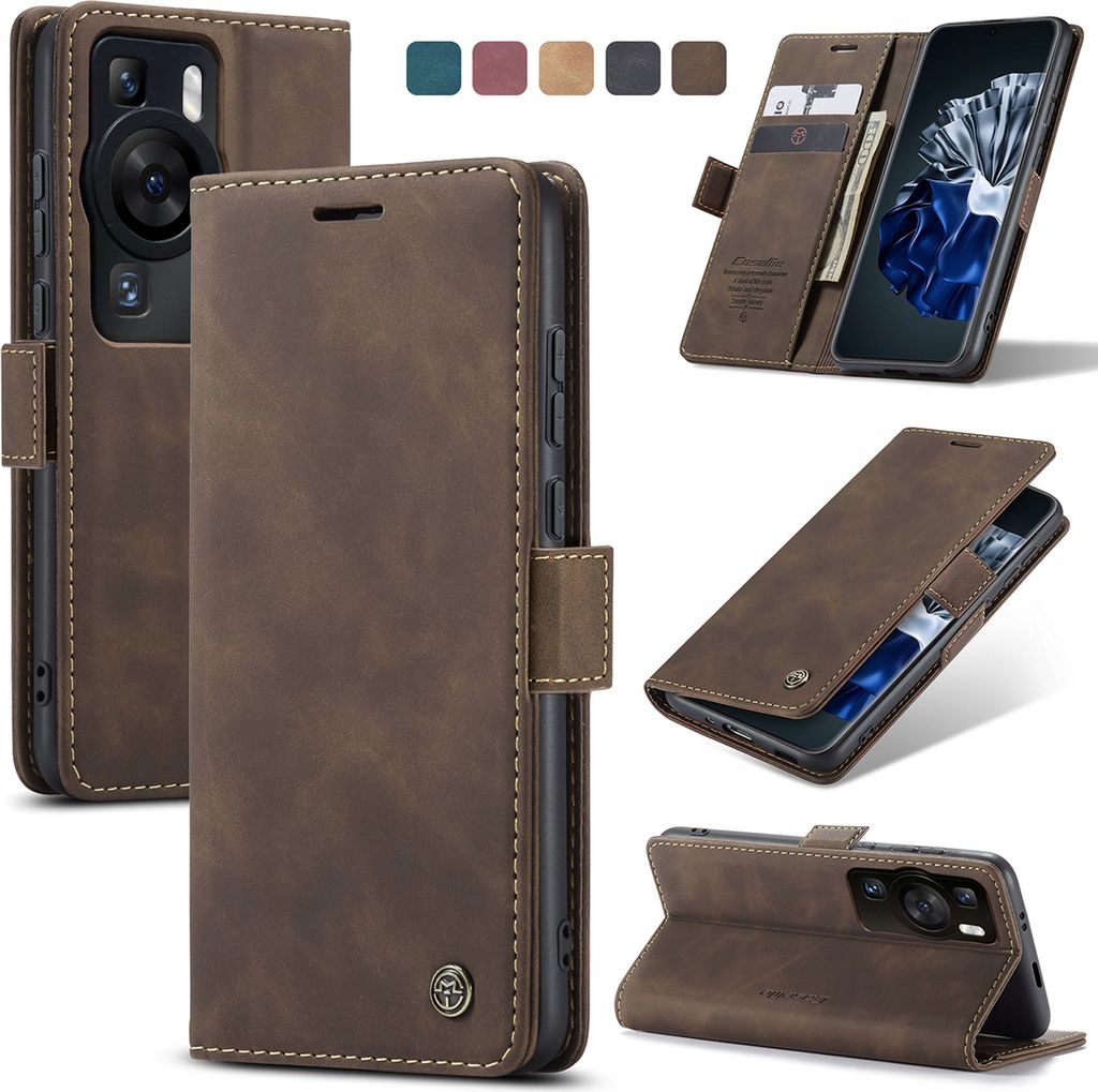 Huawei P60 Pro Hülle, Retro Kunstledertasche mit Standfunktion Schutzhülle für Huawei P60 Pro Kupfer