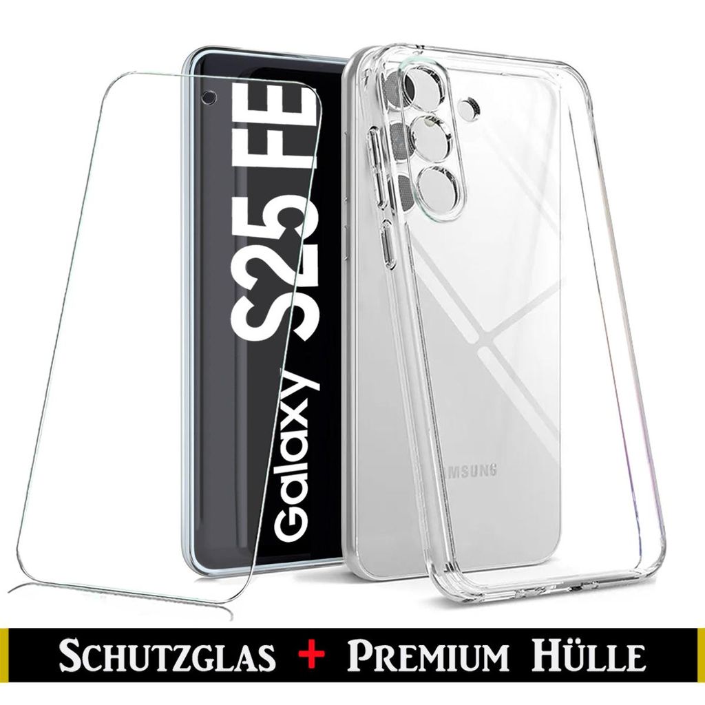 Für Samsung Galaxy S25 FE Silikon Transparent Kameraschutz Hülle + Panzerglas Echt Glas Display Schutzglas