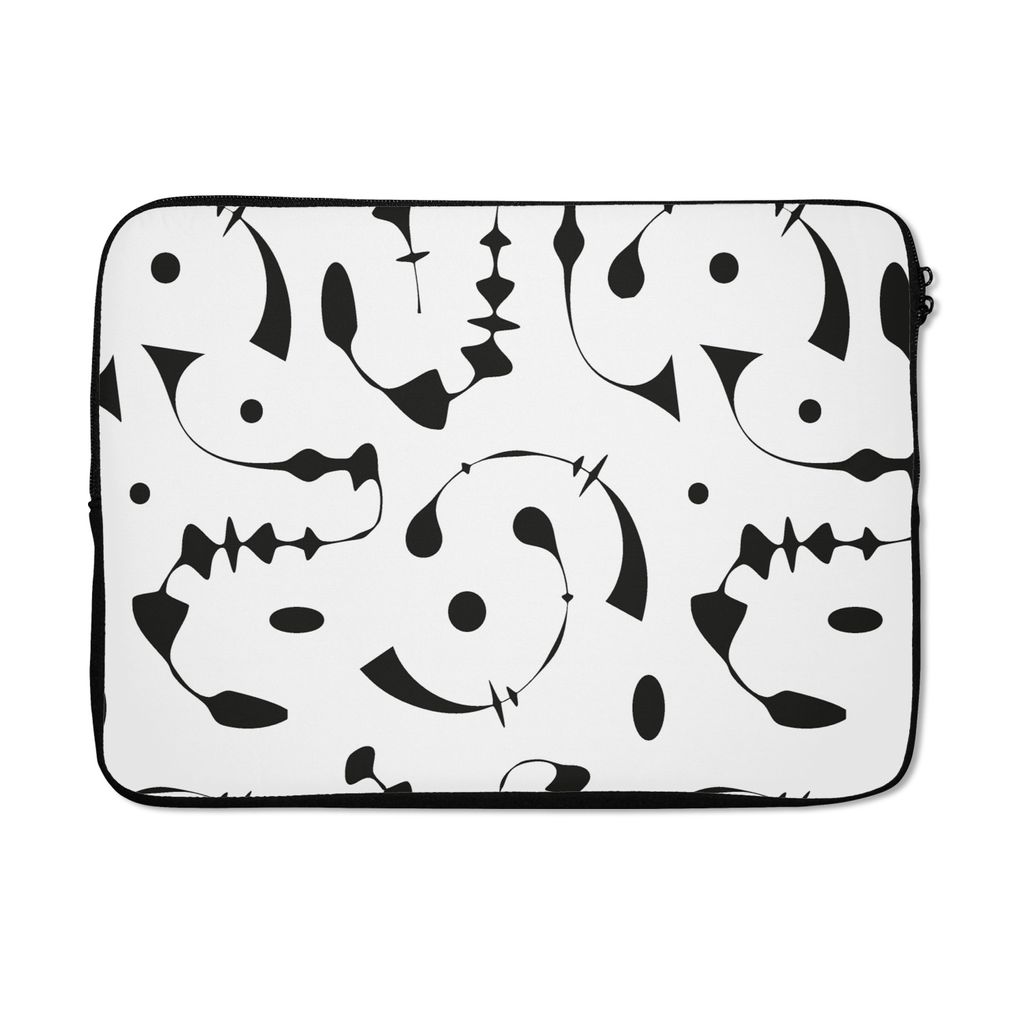 MuchoWow Laptop Hülle 13 Zoll Linienkunst - Abstrakt - Schwarz und Weiß - Muster Laptoptasche - Laptophülle - Sleeve - Rundumschutz