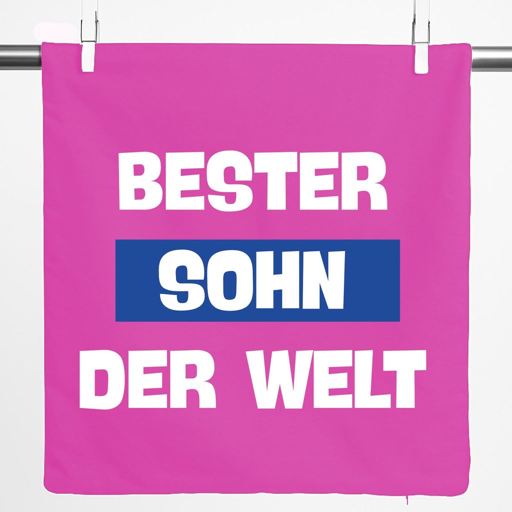 Huuraa Kissenbezug Bester Sohn der Welt 40x40cm Fuchsia Baumwolle Dekokissenbezug Geschenkidee