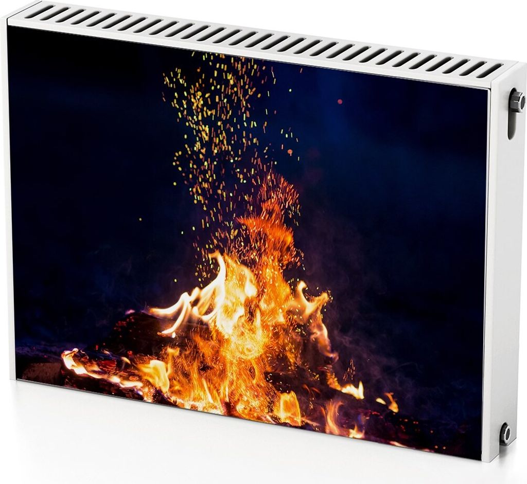 Kamin. Kamin – Magnetische Heizkörperabdeckung – 80x60 cm – Magnet Heizkörperabdeckung – 3D Würfel – Heizkörperverkleidung – Magnet...