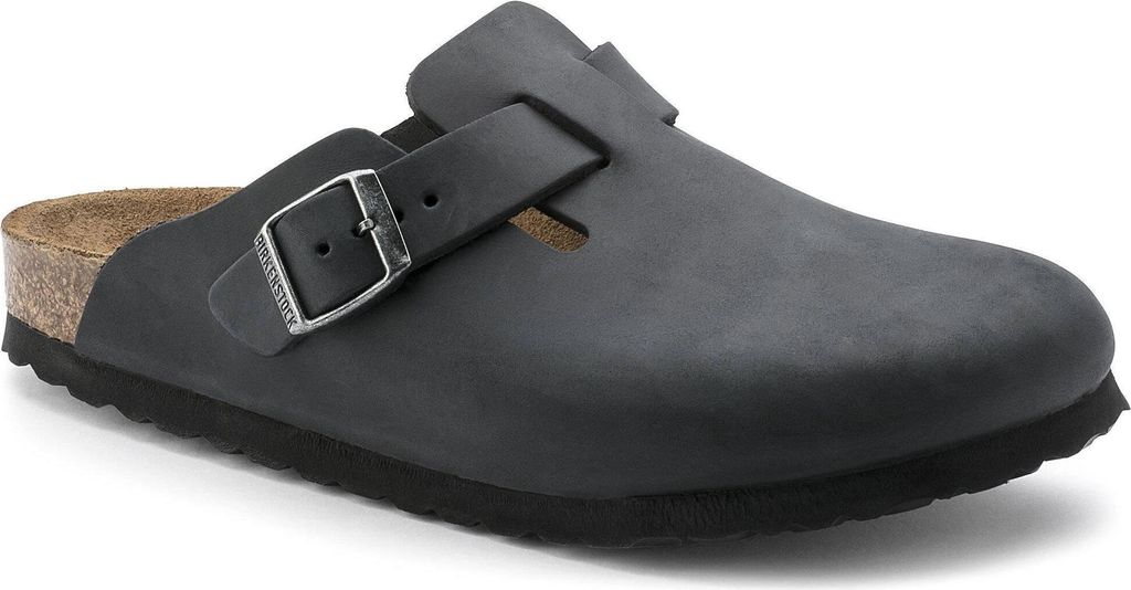 Pantofole Birkenstock Boston, pelle liscia, nero Immagine del prodotto 
