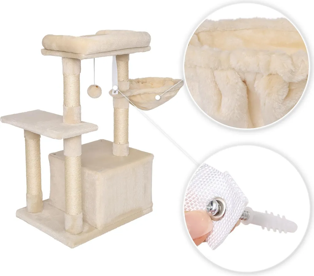 Arbre à chat compact 85 cm : la solution gain de place en sisal beige - 5
