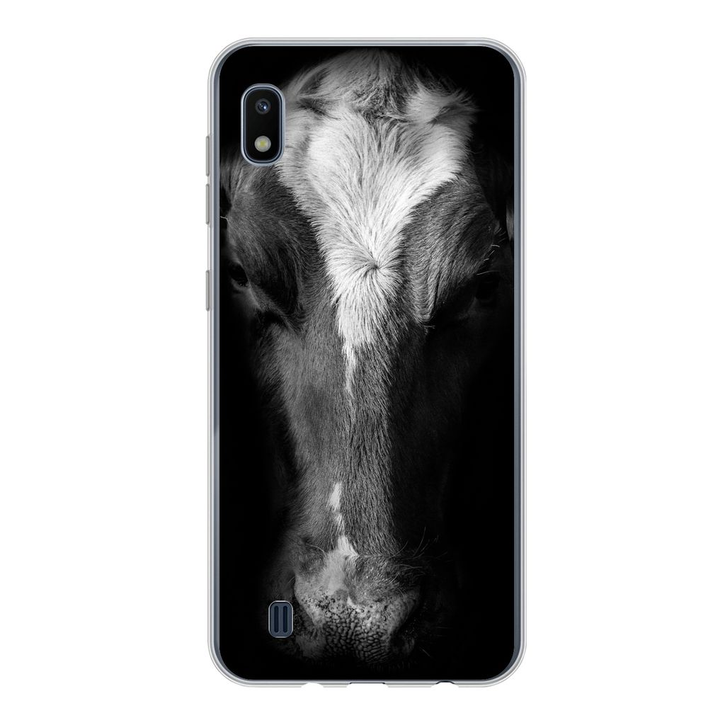 MuchoWow Handyhülle Schutzhülle Hülle für Samsung Galaxy A10 Kuh - Tiere - Schwarz Silikon Softcase Handy Hülle - Schutzhülle