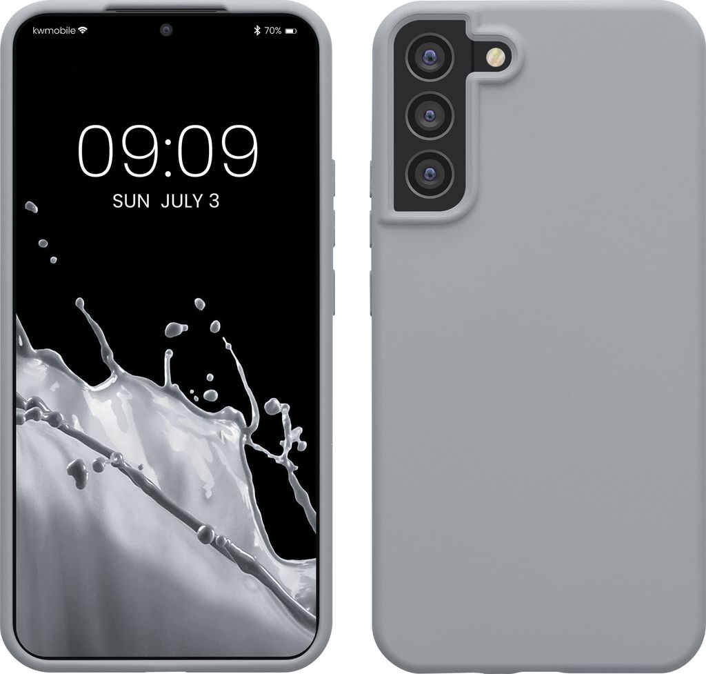 kwmobile Hülle kompatibel mit Samsung Galaxy S22 Plus Hülle - Silikon Handy Case - Handyhülle weiche Oberfläche - kabelloses Laden - Grau