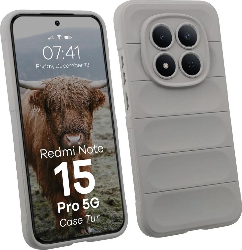 Robuste Handyhülle für Xiaomi Redmi Note 15 Pro 5G, Bizon Case Tur, Hellgrau