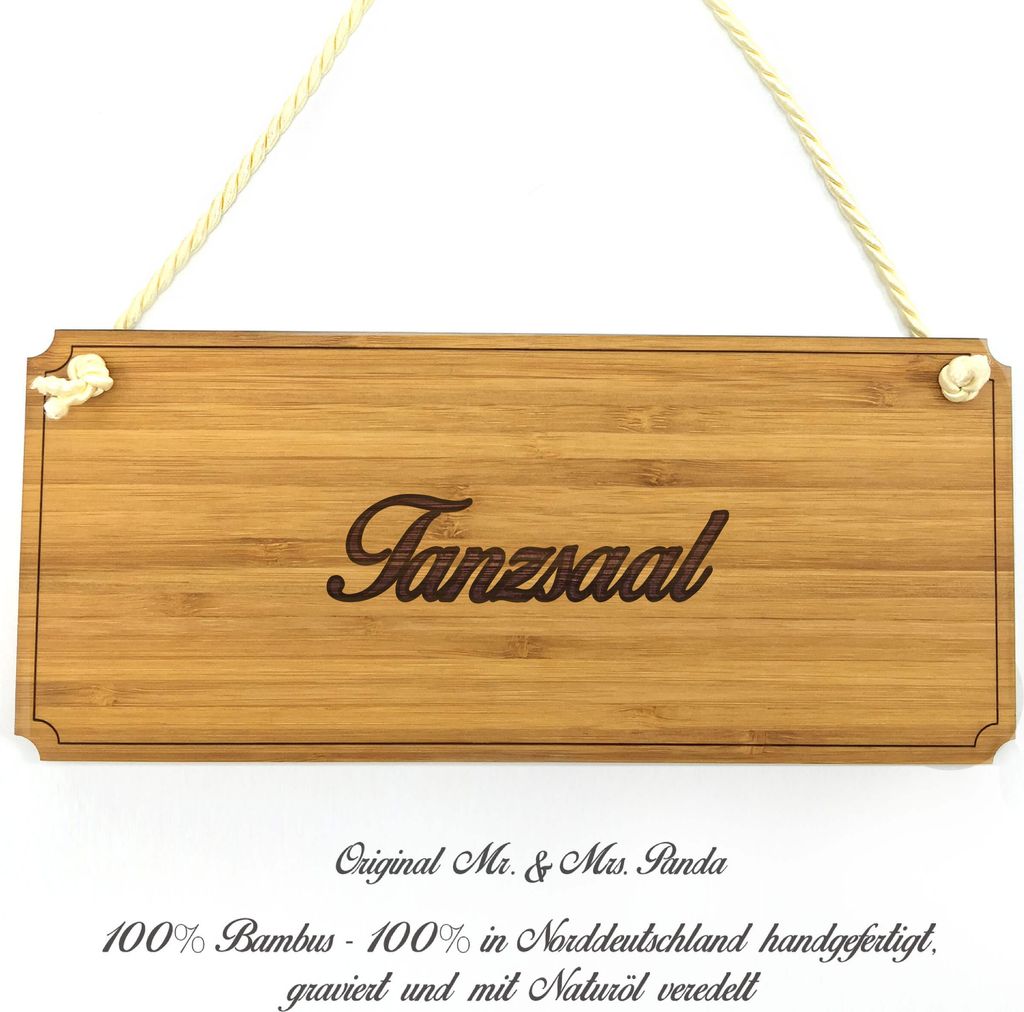 Mr. & Mrs. Panda Holz Wegweiser Tanzsaal - Geschenk, Türschild, Landhaus, Praxisschild, Hinweisschild, Holzschild, Graviert, Shabby, Schild, Gesch...