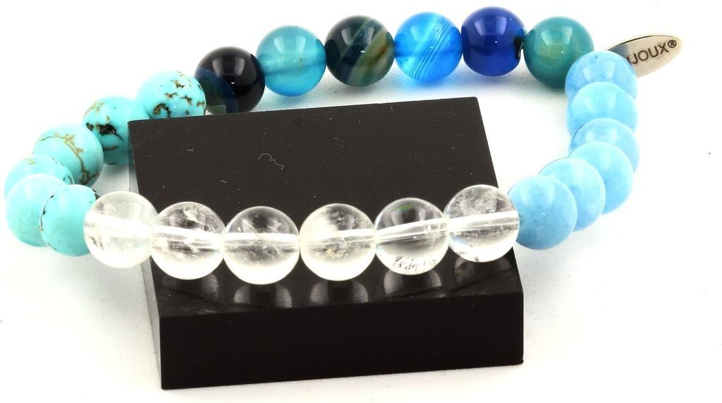 Armbandperlen Quarz + Blauer Chalcedon + Apatit + Türkis 8 mm