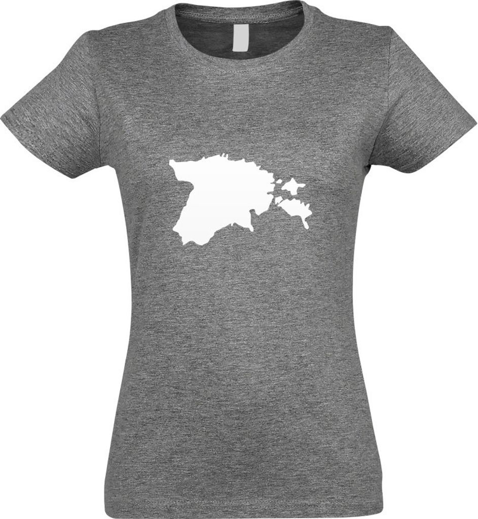 Kiwistar - T-Shirt tailliert - Damen - Graumeliert - Estland Umriss Kontur - mit Motiv Bedruckt - Funshirt Design - Sport - Freizeit - Damen - S