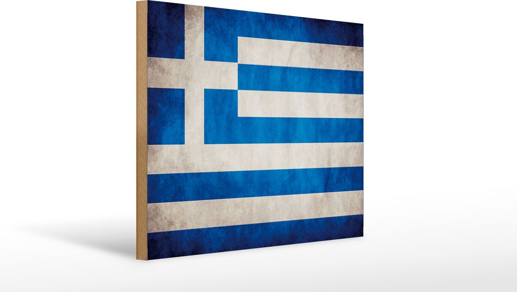 Holzschild Flagg Griechenland, 40x30 cm, Holzschilder Fahne Nationalität