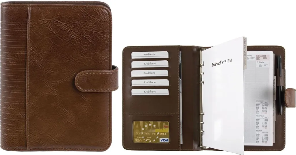 Agenda A5 bind® 15601 en imitation cuir nappa marron avec fermeture zip