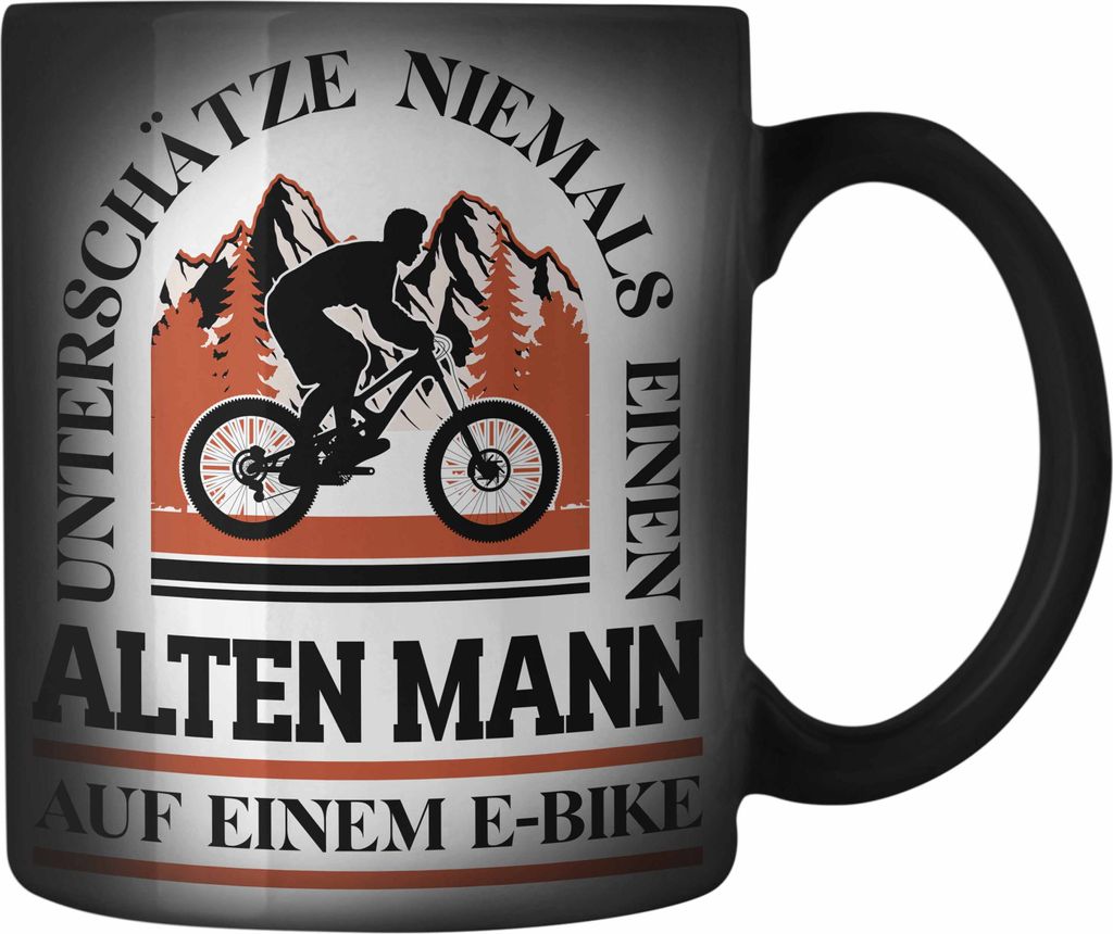 Trendation - Elektrofahrrad E-Bike Farbwechsel Zauber-Tasse mit Spruch Geschenk Ebike Lustige Geschenke Karabiner Farbwechsel Zauber-Tasse Edelstah...
