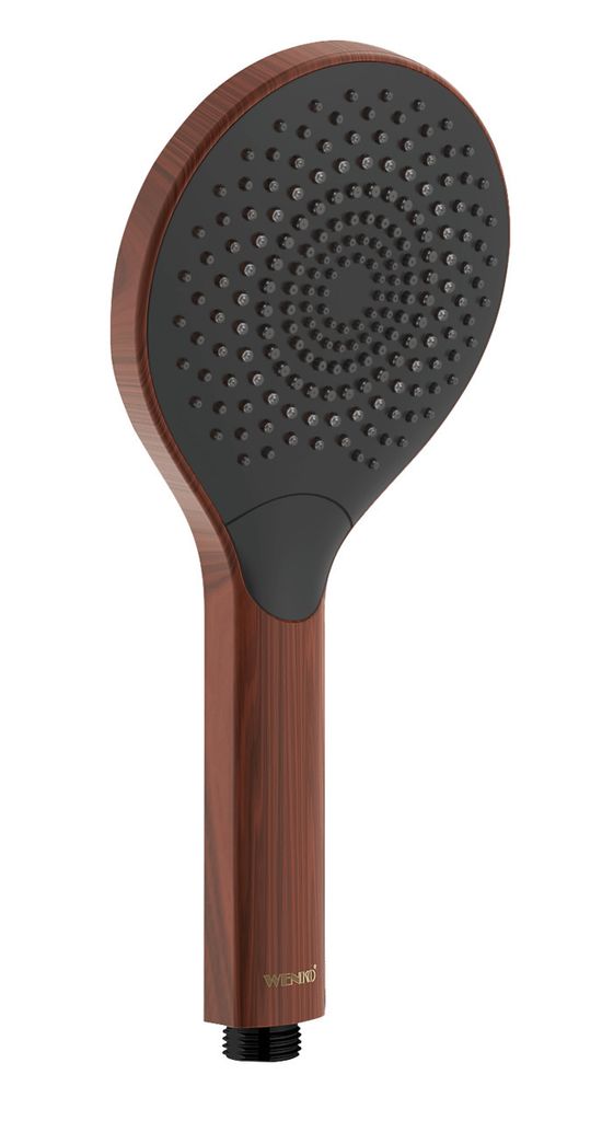 WENKO Duschkopf Watersaving Wood, Ø 12 cm, Braun