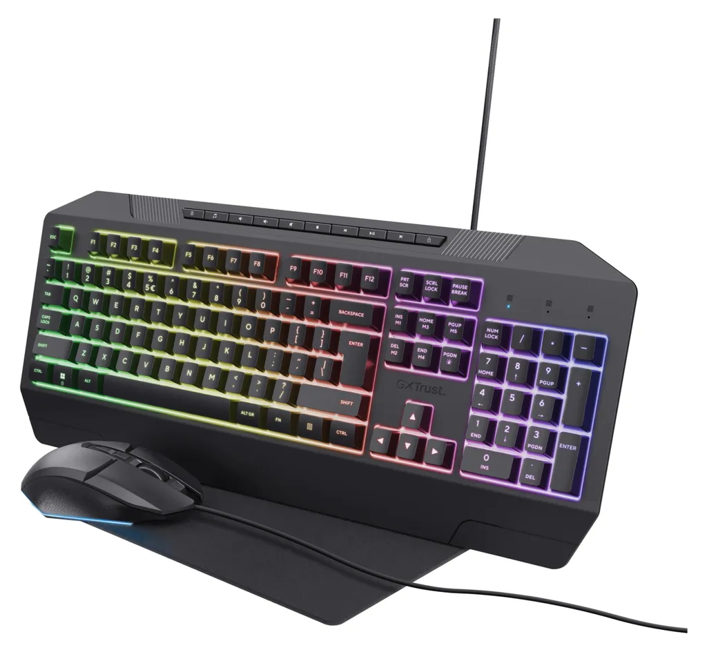 Pack Clavier Souris Gaming Trust GXT 791 Noir USB QWERTZ pour Joueur PC