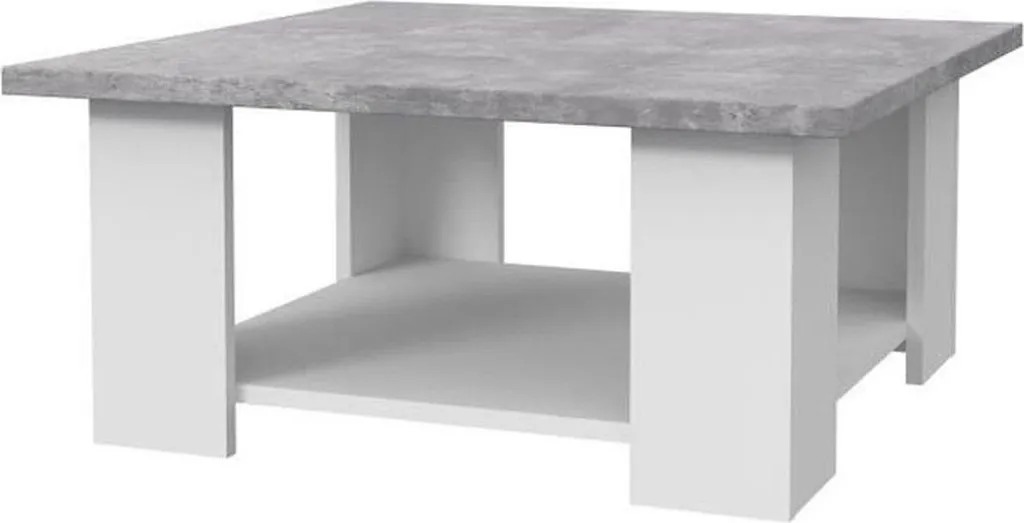 Table basse PILVI en béton blanc et gris clair - Carrée 67x67 cm