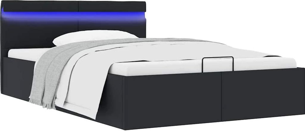 "Rabatt" Bettrahmen Hohe Qualität, Bettgestell moderne, mit Bettkasten Hydraulisch LED Kunstleder 140x200 cm - Klassische Betten CC2177