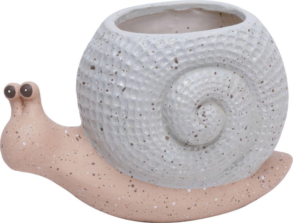 TrendLine Pflanztopf Schnecke Ton 21,5 x 14 cm grau rosa