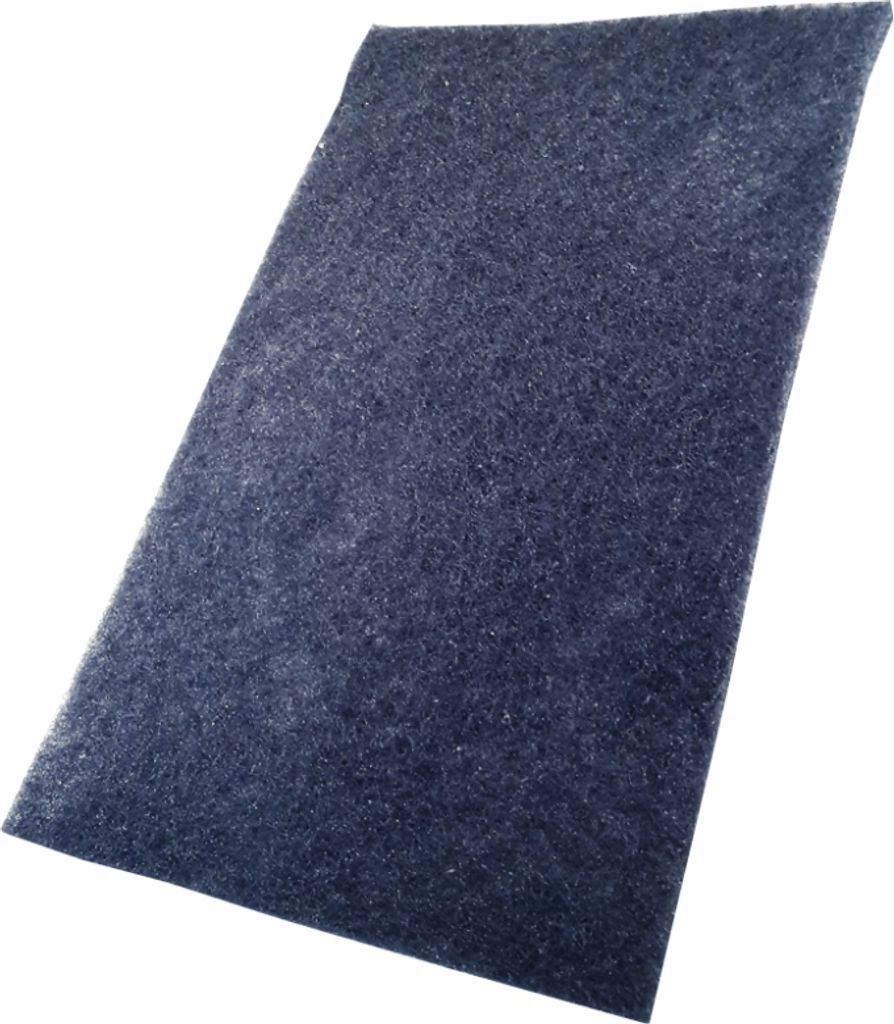 A dark blue filter pad, angled to show its texture.
