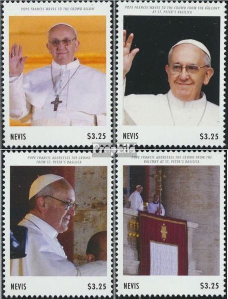 Briefmarken Nevis 2013 Mi 2781-2784 (kompl.Ausg.) postfrisch Wahl Jorge Mario Begoglios zum Papst