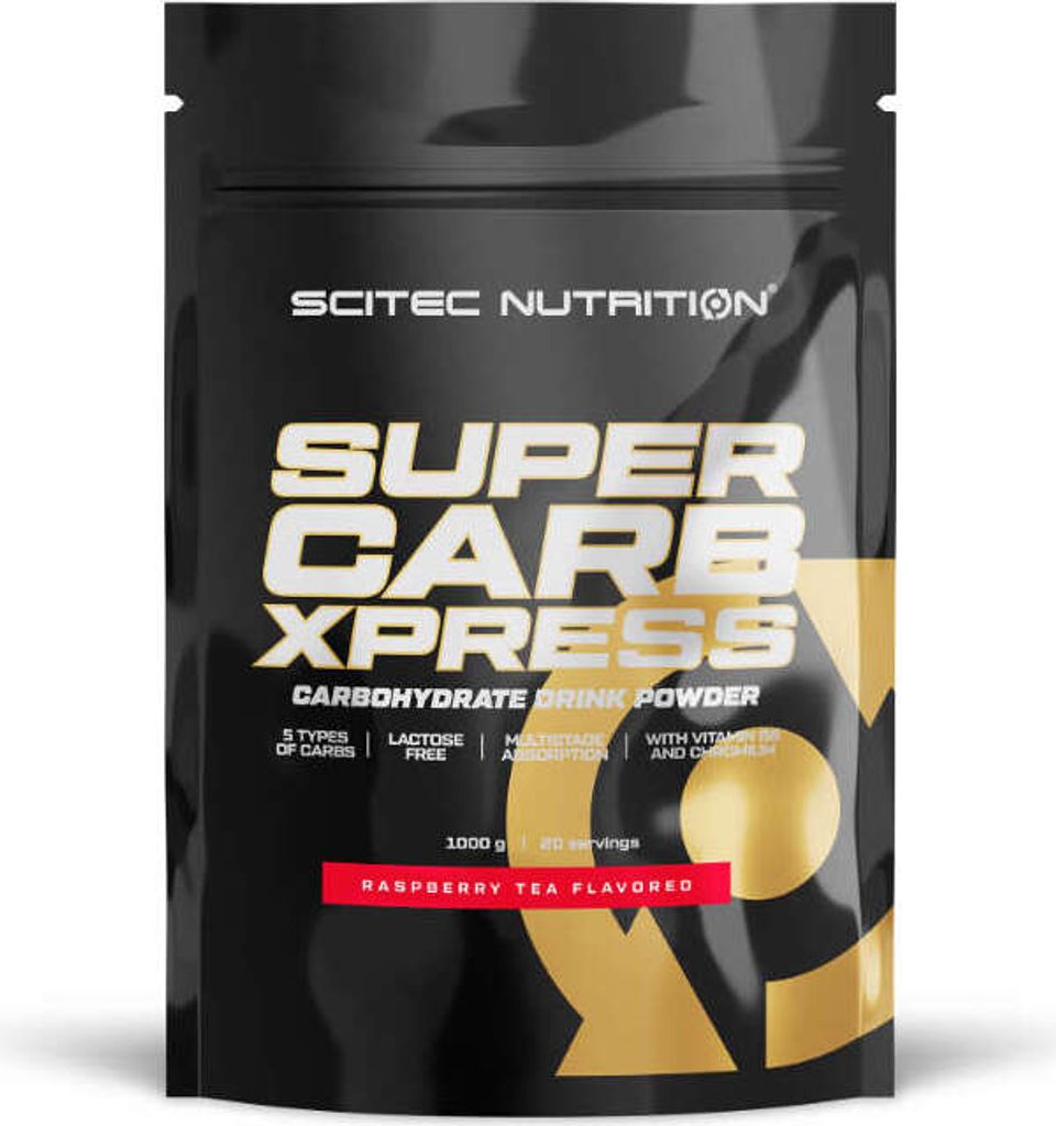 Scitec Nutrition SuperCarb Xpress 1000 g raspberry tea / Kohlenhydrat-Komplex / 5-Komponenten-Kohlenhydratkomplex, angereichert mit Vitamin B6 und ...